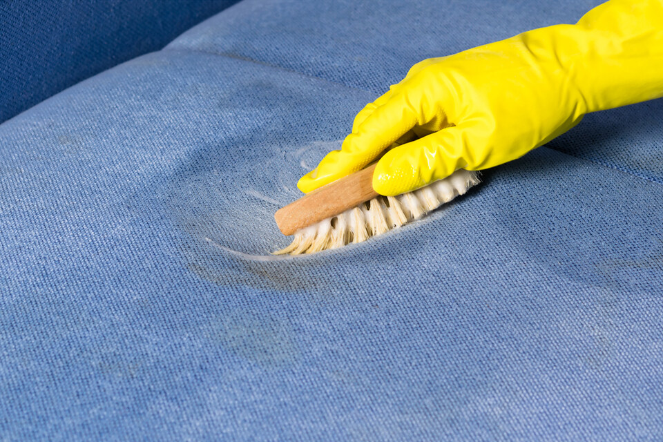 Worker cleaning the bed